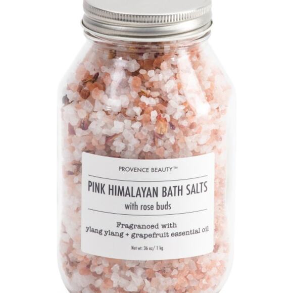 Pink Himalayan Bath Salts Spa Soak Hygge Relaxation Rose Buds & Essential Oils - Picture 2 of 5